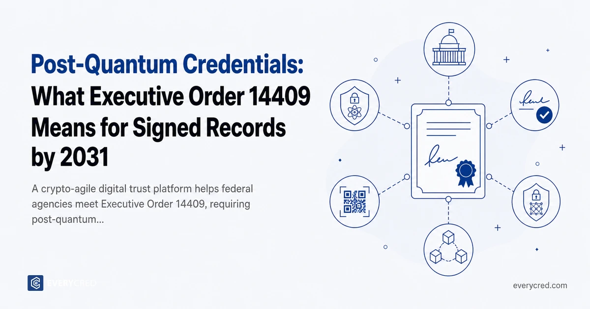 Post-Quantum Credentials: What Executive Order 14409 Means for Signed Records by 2031